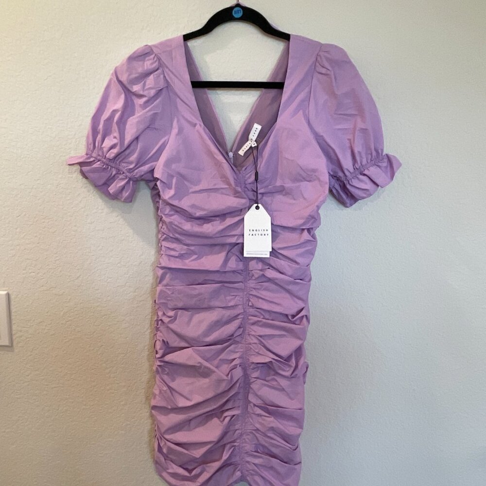 NWT endless rose Purple Ruched Mini Dress